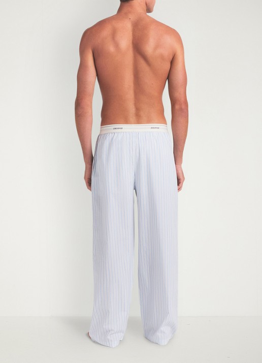 SKIMS Coton Poplin loungebroek met logoband - achterkant 4 blauw