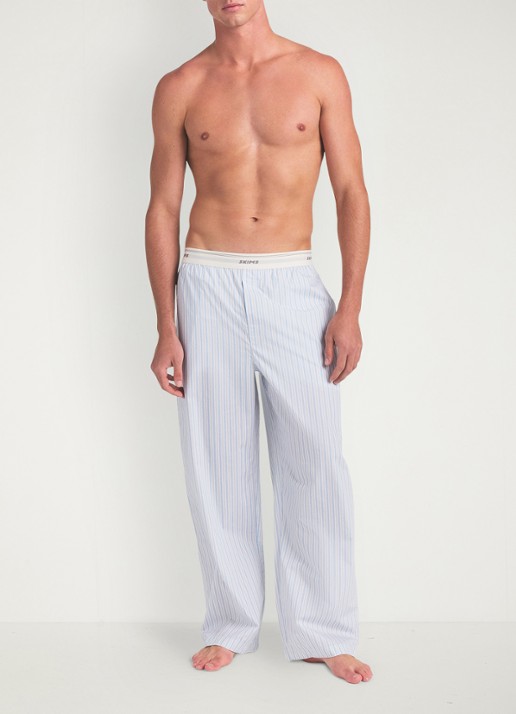 SKIMS Coton Poplin loungebroek met logoband - voorkant 2 blauw