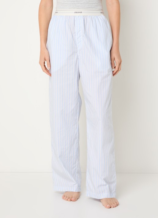 SKIMS Coton Poplin loungebroek met logoband - detail 2 blauw