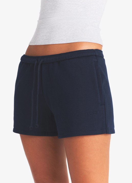 SKIMS Cotton Fleece short - detail 4 donkerblauw