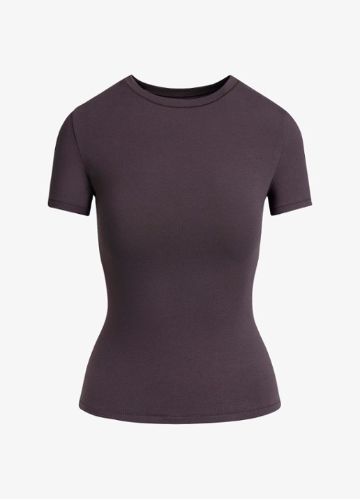 SKIMS Cotton Jersey cropped T-shirt met ronde hals - voorkant 2 iron