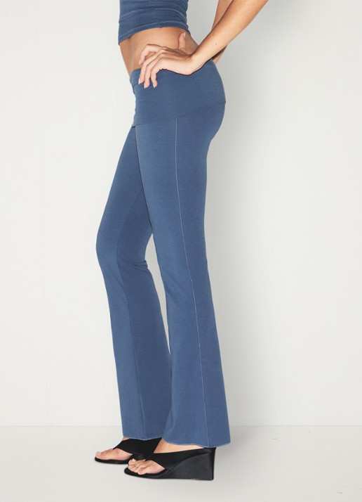 SKIMS Cotton Jersey Foldover mid waist flared fit loungebroek  - detail 5 blauw