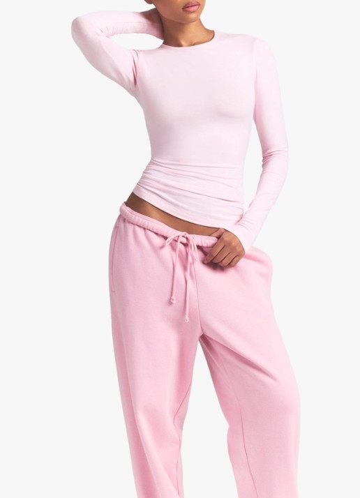 SKIMS Cotton Jersey longsleeve met ronde hals - detail 4 cherry blossom