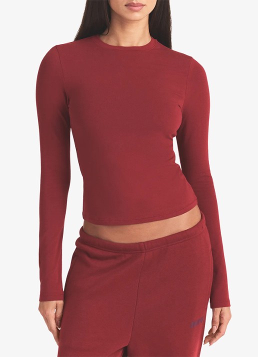 SKIMS Cotton Jersey longsleeve met stretch - detail 3 bordeauxrood