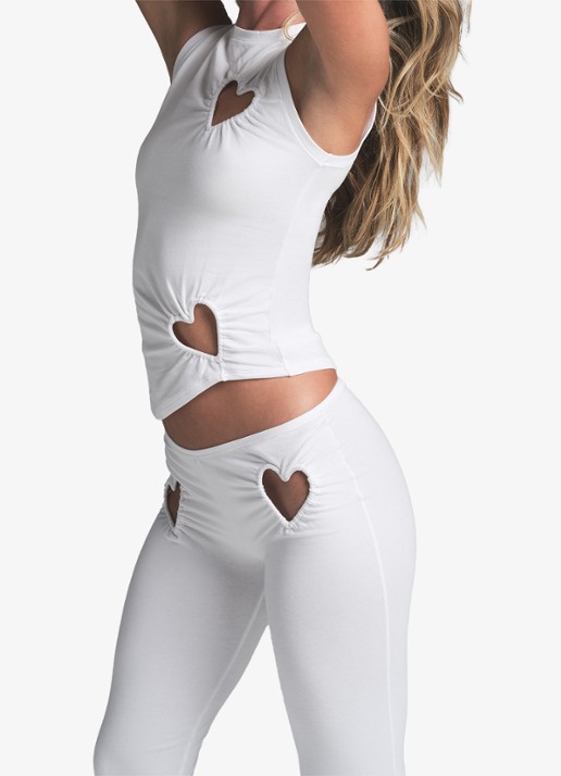 SKIMS Cotton Jersey low waist flared fit legging met cut-out details - detail 3 wit