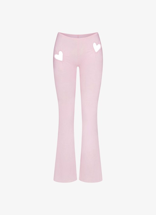 SKIMS Cotton Jersey low waist flared fit legging met cut-out details - voorkant 4 lichtroze