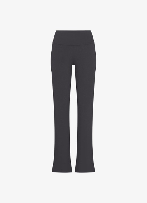 SKIMS Cotton Jersey mid waist flared legging met omgeslagen tailleband - voorkant 2 donkergrijs