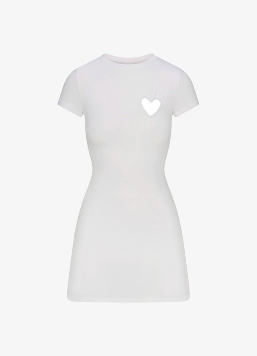 SKIMS Cotton Jersey mini jurk met cut-out detail - voorkant 4 wit