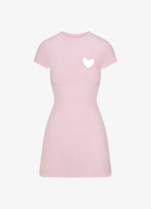 SKIMS Cotton Jersey mini jurk met cut-out detail - voorkant 4 lichtroze