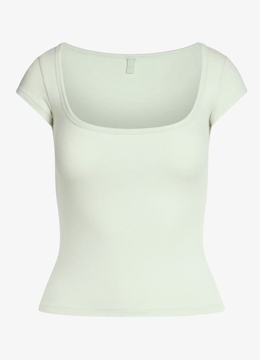 SKIMS Cotton Jersey t-shirt met rechthoekige hals - voorkant 4 mint