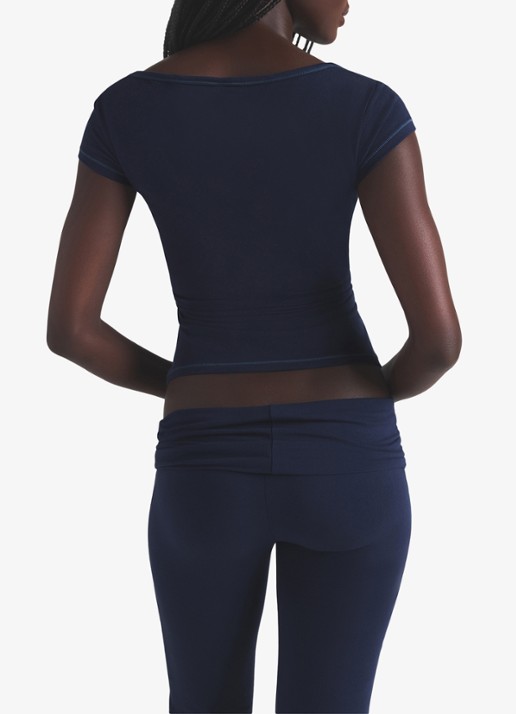 SKIMS Cotton Jersey t-shirt met rechthoekige hals - achterkant donkerblauw