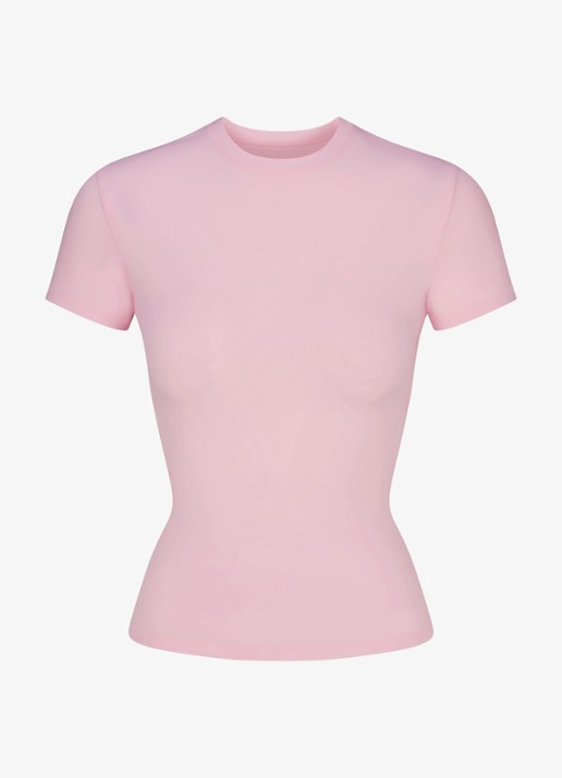 SKIMS Cotton Jersey T-shirt met ronde hals - voorkant 2 roze