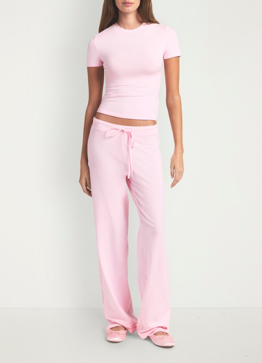 SKIMS Cotton Jersey T-shirt met ronde hals - voorkant 3 roze