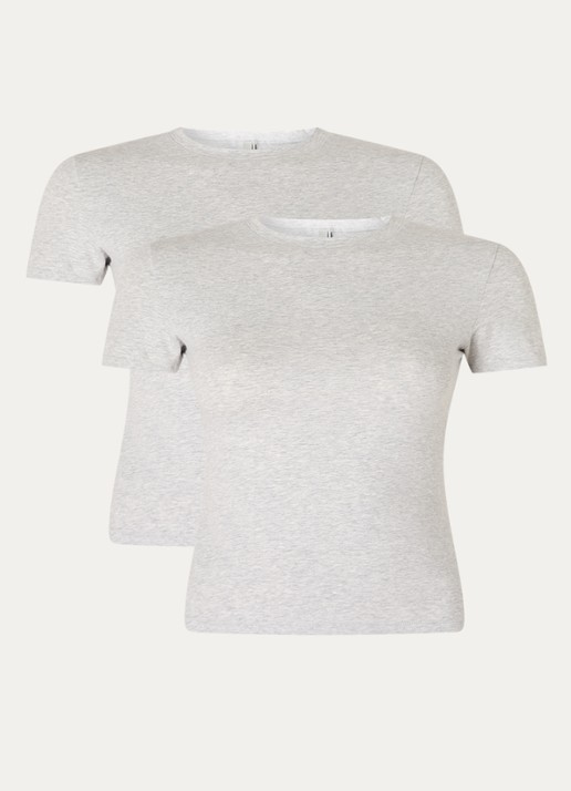SKIMS Cotton Jersey T-shirt van jersey in 2-pack - voorkant grijsmele