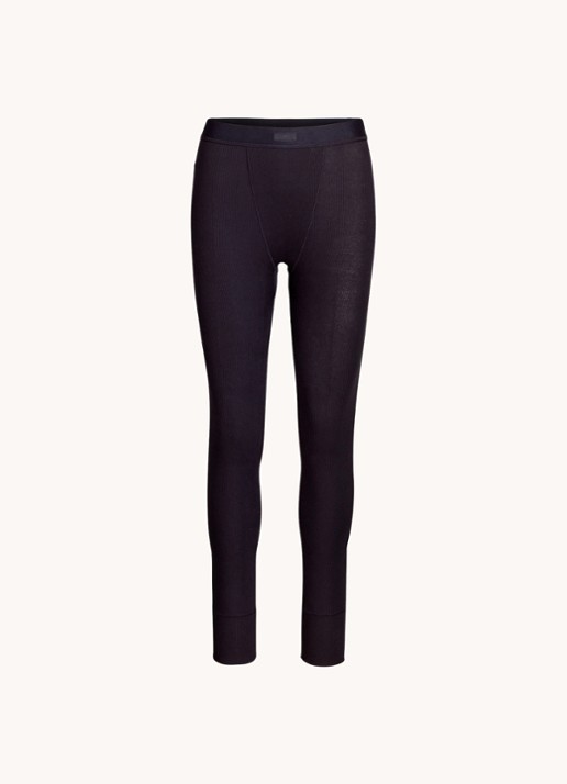 SKIMS Cotton Rib high waist loungebroek met ribstructuur - voorkant 2 zwart