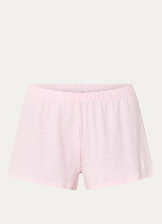 SKIMS Cotton Rib loose fit pyjamabroek - voorkant 3 cherry blossom