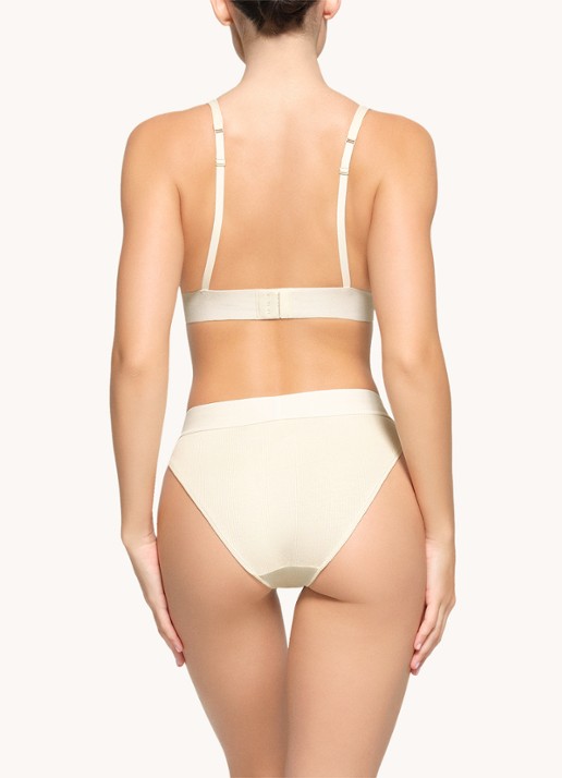 SKIMS Cotton Rib plunge bralette met ribstructuur - achterkant gebroken wit