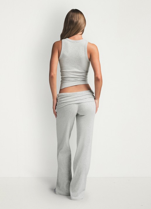SKIMS Cotton Rib tanktop met ronde hals - achterkant light heather grey