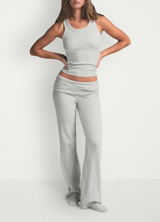 SKIMS Cotton Rib tanktop met ronde hals - voorkant 4 light heather grey