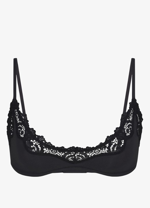 SKIMS Fits Everybody bralette met details van kant - voorkant zwart
