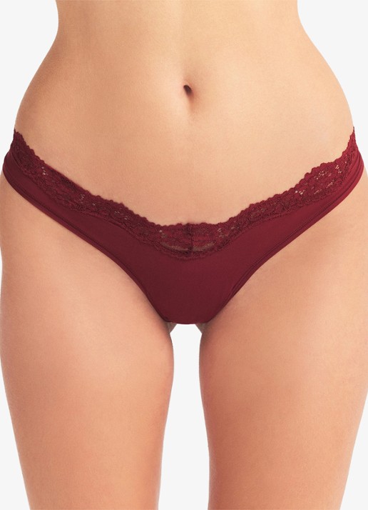 SKIMS Fits Everybody Lace tanga met kant - detail 2 bordeauxrood
