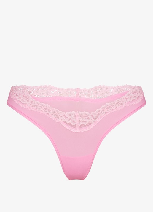 SKIMS Fits Everybody string met details van kant  - voorkant roze