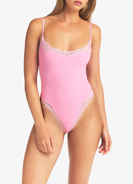 SKIMS Fits Everybody stringbody met details van kant  - detail 4 roze
