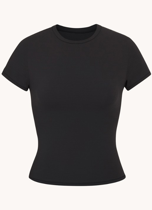 SKIMS Fits Everybody T-shirt met ronde hals - voorkant zwart