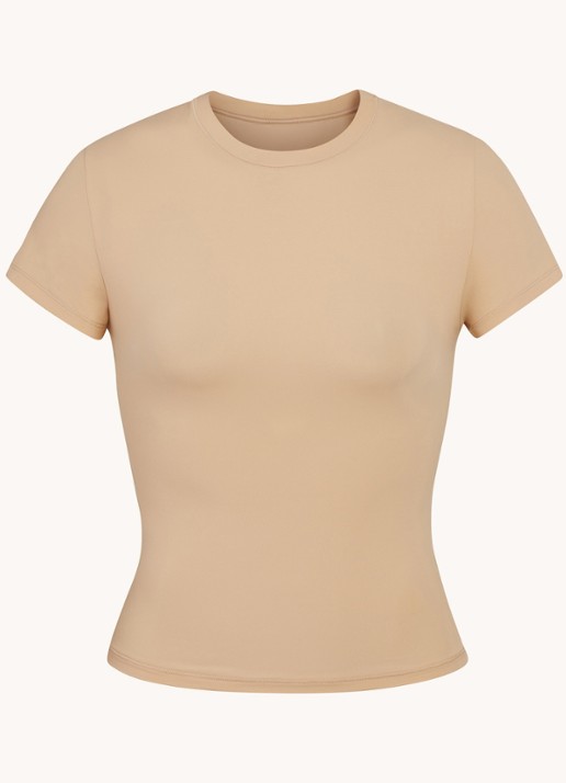 SKIMS Fits Everybody T-shirt met ronde hals - voorkant 4 beige