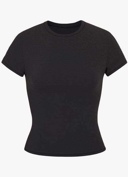 SKIMS Fits Everybody T-shirt met ronde hals - voorkant 2 zwart