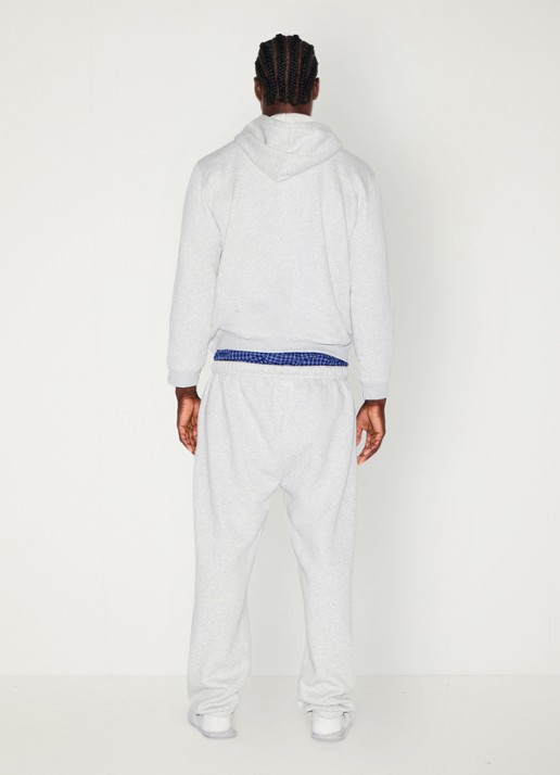 SKIMS Fleece Lounge hoodie met kangoeroezak  - achterkant lichtgrijs