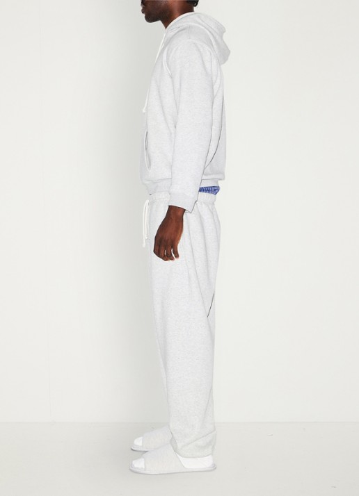 SKIMS Fleece Lounge hoodie met kangoeroezak  - detail 3 lichtgrijs