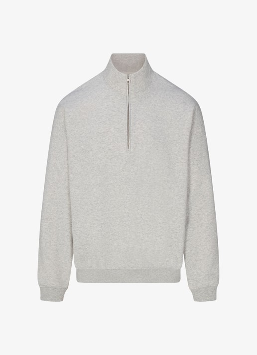 SKIMS Fleece Lounge sweater met halve rits  - voorkant light heather grey