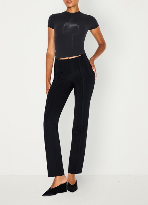 SKIMS High waist slim fit pantalon met stretch - voorkant 3 zwart