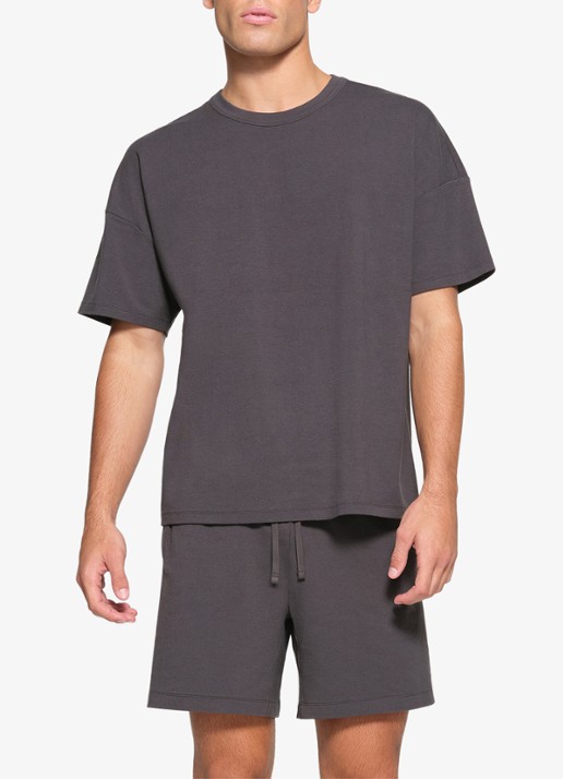 SKIMS Jersey Lounge T-shirt met ronde hals - voorkant 3 antraciet