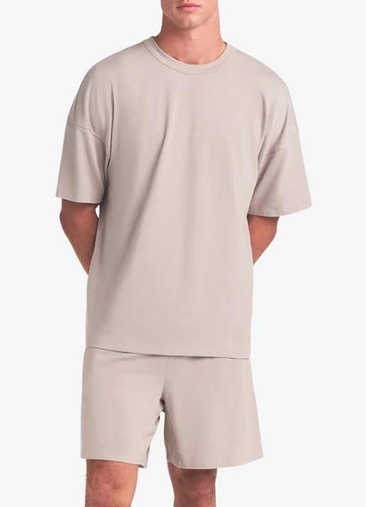 SKIMS Jersey Lounge T-shirt met ronde hals - detail 3 beige