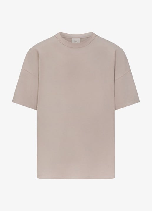 SKIMS Jersey Lounge T-shirt met ronde hals - voorkant beige