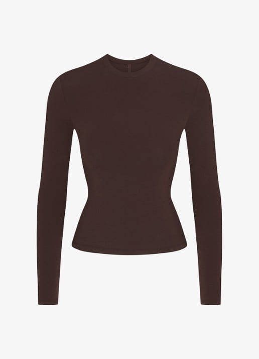 SKIMS Longsleeve met stretch - voorkant 3 bruin