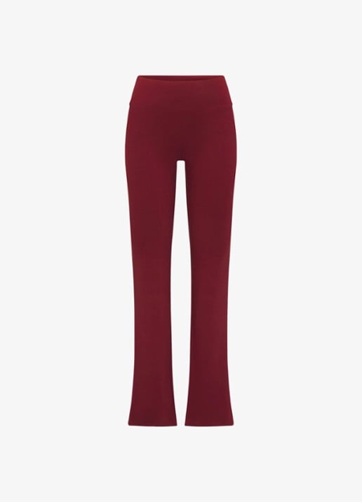 SKIMS Mid waist flared fit loungebroek met stretch - voorkant 5 bordeauxrood