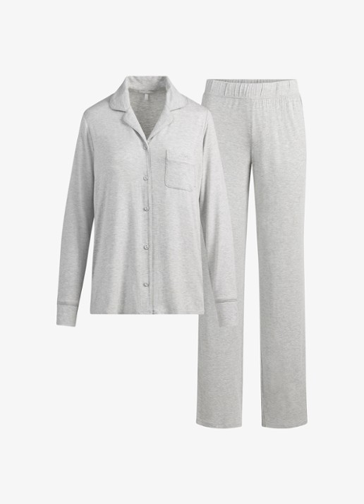 SKIMS Pyjamaset met logo - voorkant 3 lichtgrijs