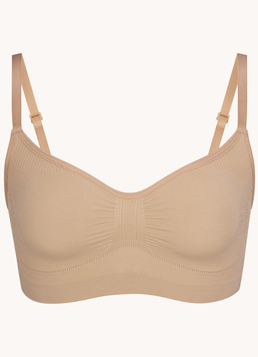 SKIMS Seamless Sculpt bralette met plooidetail - voorkant 4 beige