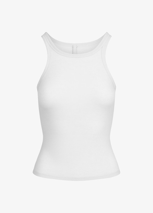 SKIMS Semi-transparante tanktop met ribstructuur - voorkant 2 wit