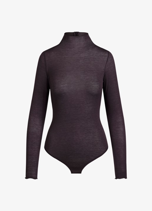 SKIMS Sheer Modal semi-transparante body in kasjmierblend met col  - voorkant 4 phoenix