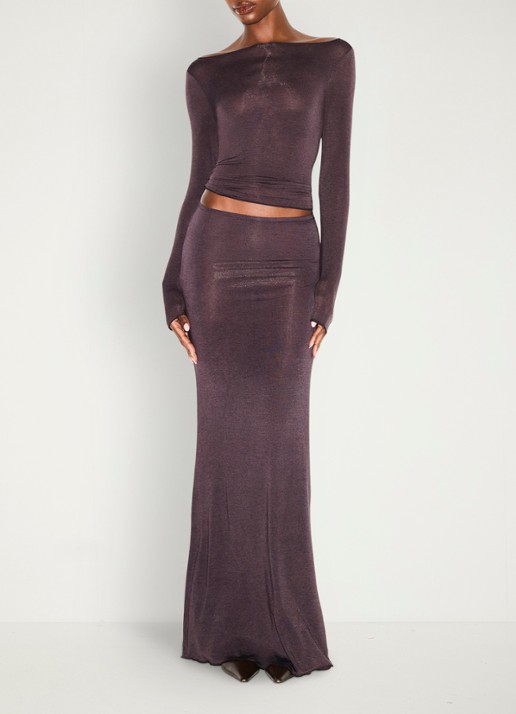 SKIMS Sheer Modal semi-transparante longsleeve in kasjmierblend - voorkant 4 phoenix