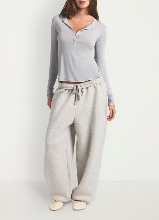 SKIMS Sheer Modal top in kasjmierblend - voorkant 5 heather grey