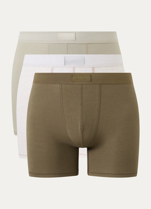 SKIMS Skims Cotton 3" boxershorts in 3-pack - voorkant legergroen
