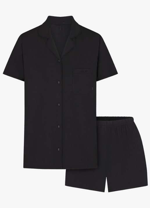 SKIMS Skims Sleep pyjamaset met logoborduring - voorkant 5 zwart