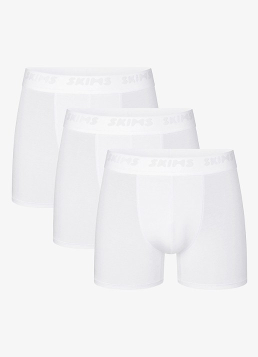 SKIMS Skims Stretch 3" boxershorts met logoband in 3-pack - voorkant chalk
