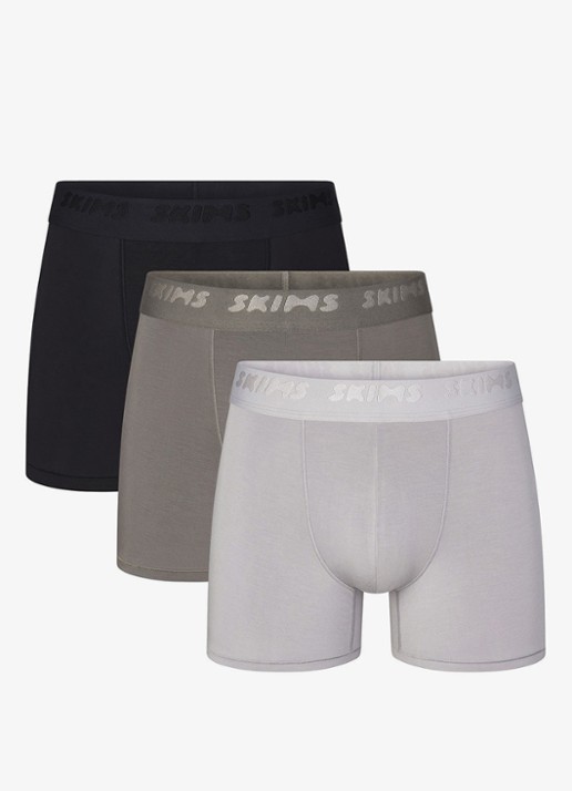 SKIMS Skims Stretch 3" boxershorts met logoband in 3-pack - voorkant 6 grijs