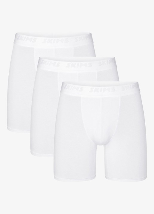 SKIMS Skims Stretch 5" boxershorts met logoband in 3-pack - voorkant wit